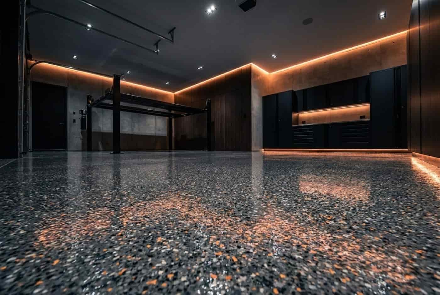 Plancher d'époxy flocons