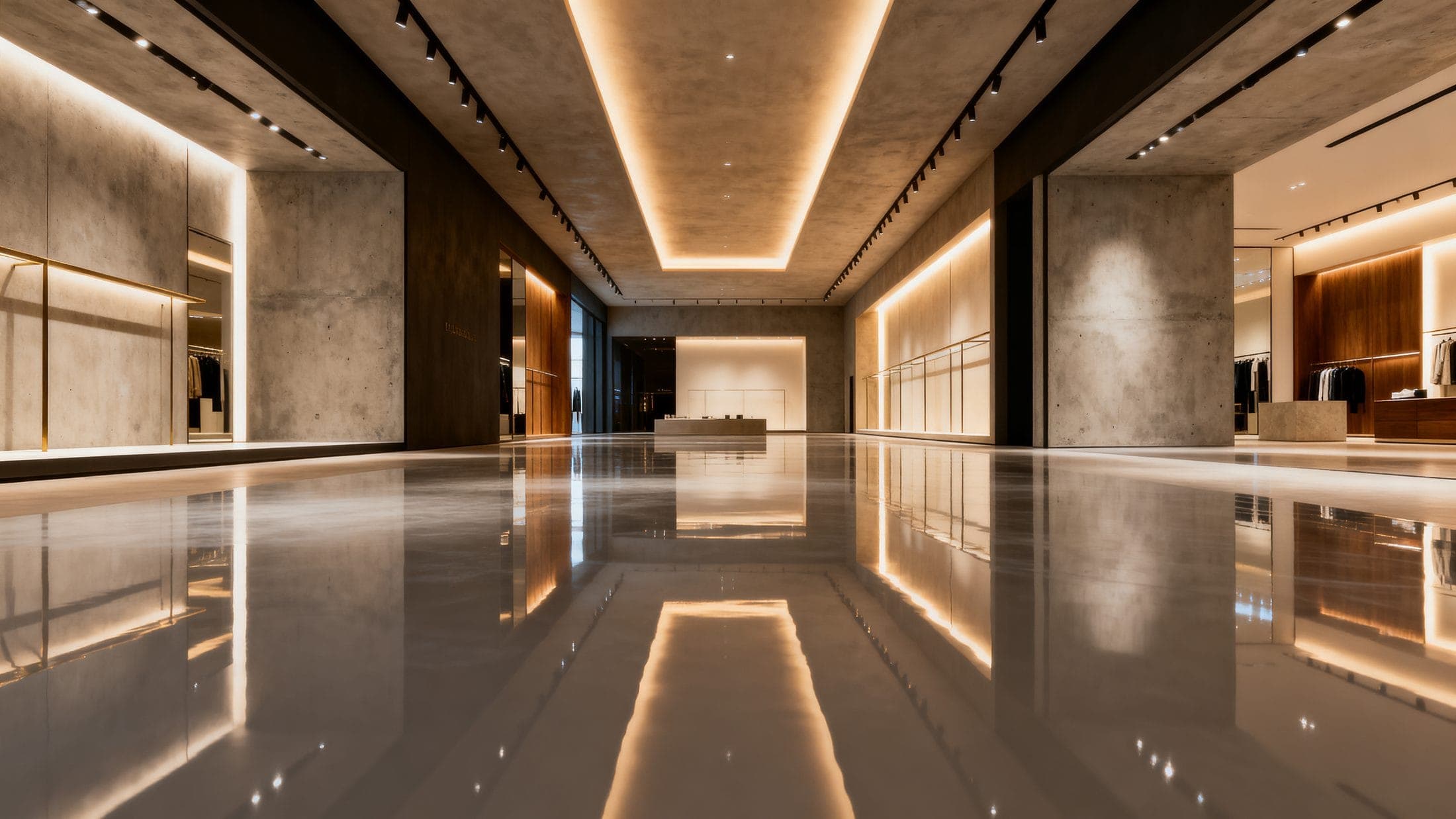 commercial epoxy floor, mirror finish
