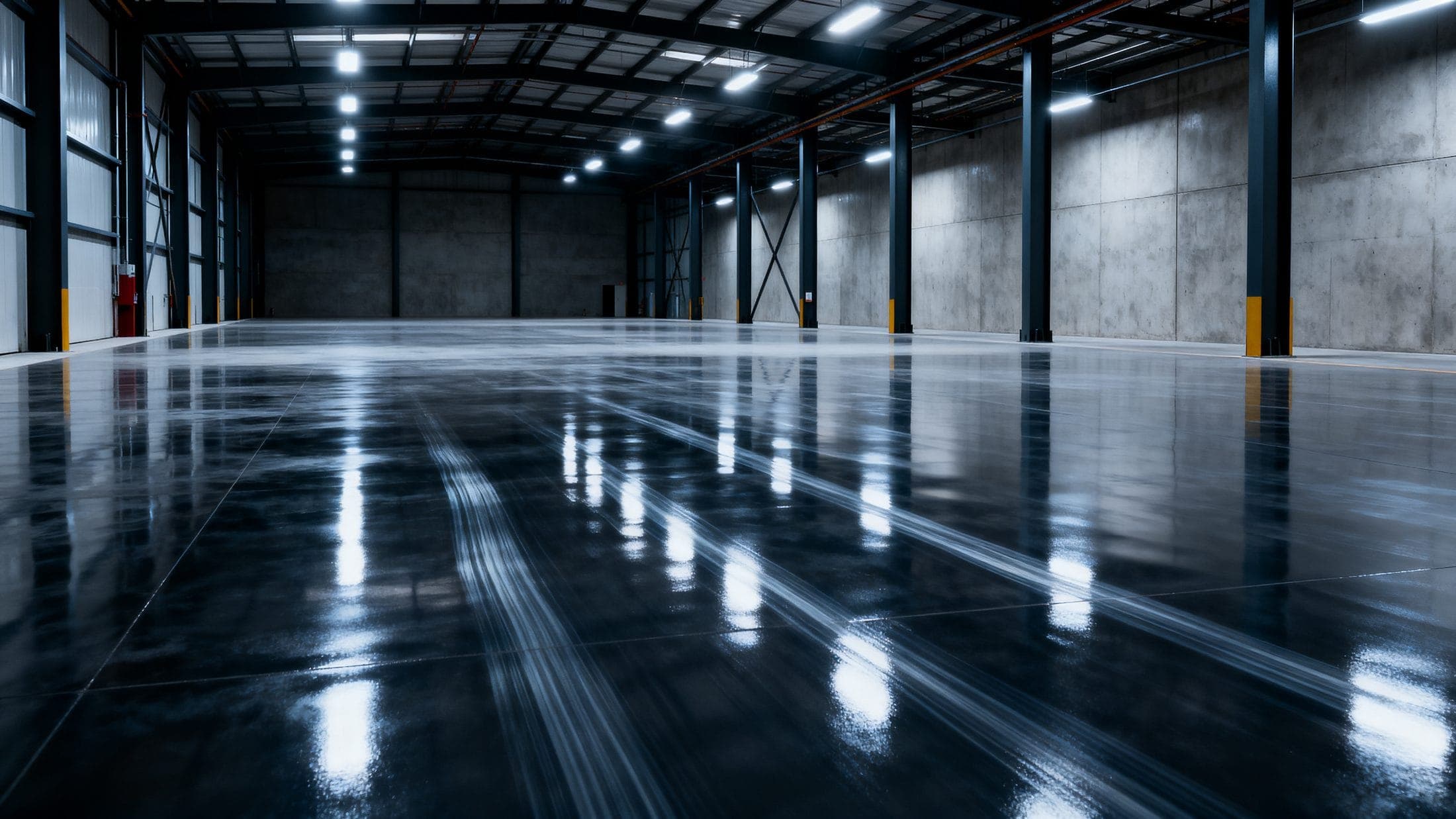 industrial epoxy floor, mirror finish