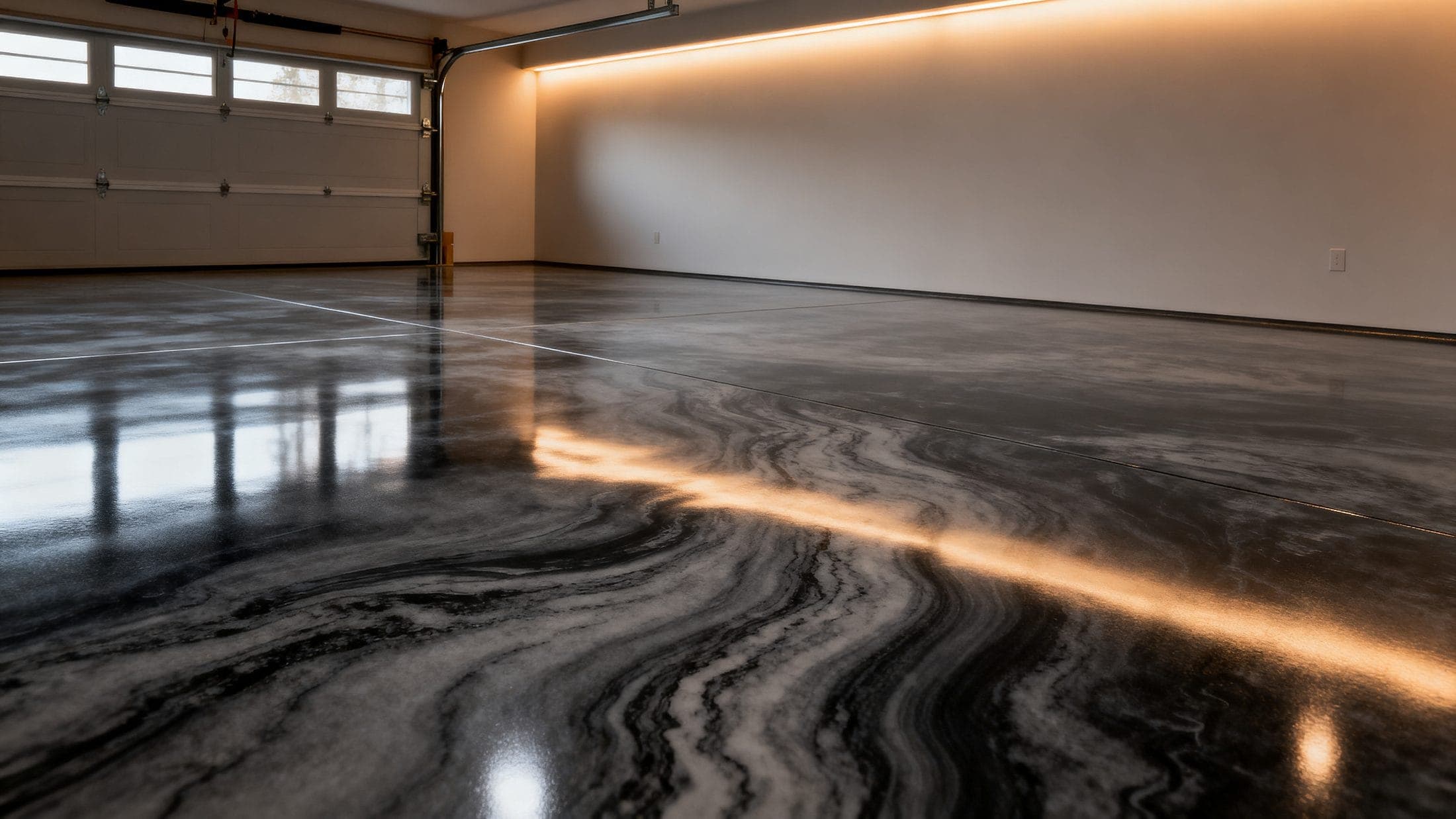 Plancher d'époxy résidentiel — fini miroir
